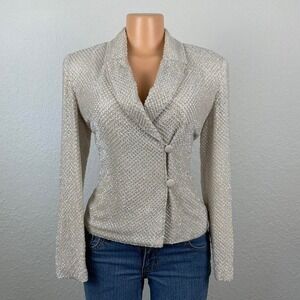 Rickie‎ Freeman Vintage 80s Saks Fifth Avenue Fully Beaded White Sparkly Blazer